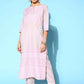 Ahalyaa Women's Beige Cotton Blend Printed Kurta Pant Set | Swadesiicart