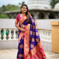 PR Fashion Violet Soft Banarasi Silk With Zari Weaving Meenakari Design Saree | Swadesiicart