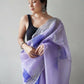 Vamsee Shirovastra Print Lavender Organza Saree - Swadesiicart