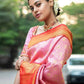 DEIANA'S Beautiful Designer Golden zari Soft Lichi Silk Saree - Peach - Swadesiicart
