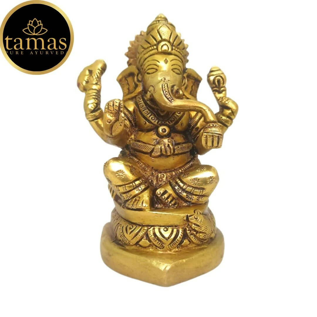 Tamas Brass Handmade Ganesh Statue | Good Luck & Prosperity | Golden - Swadesiicart