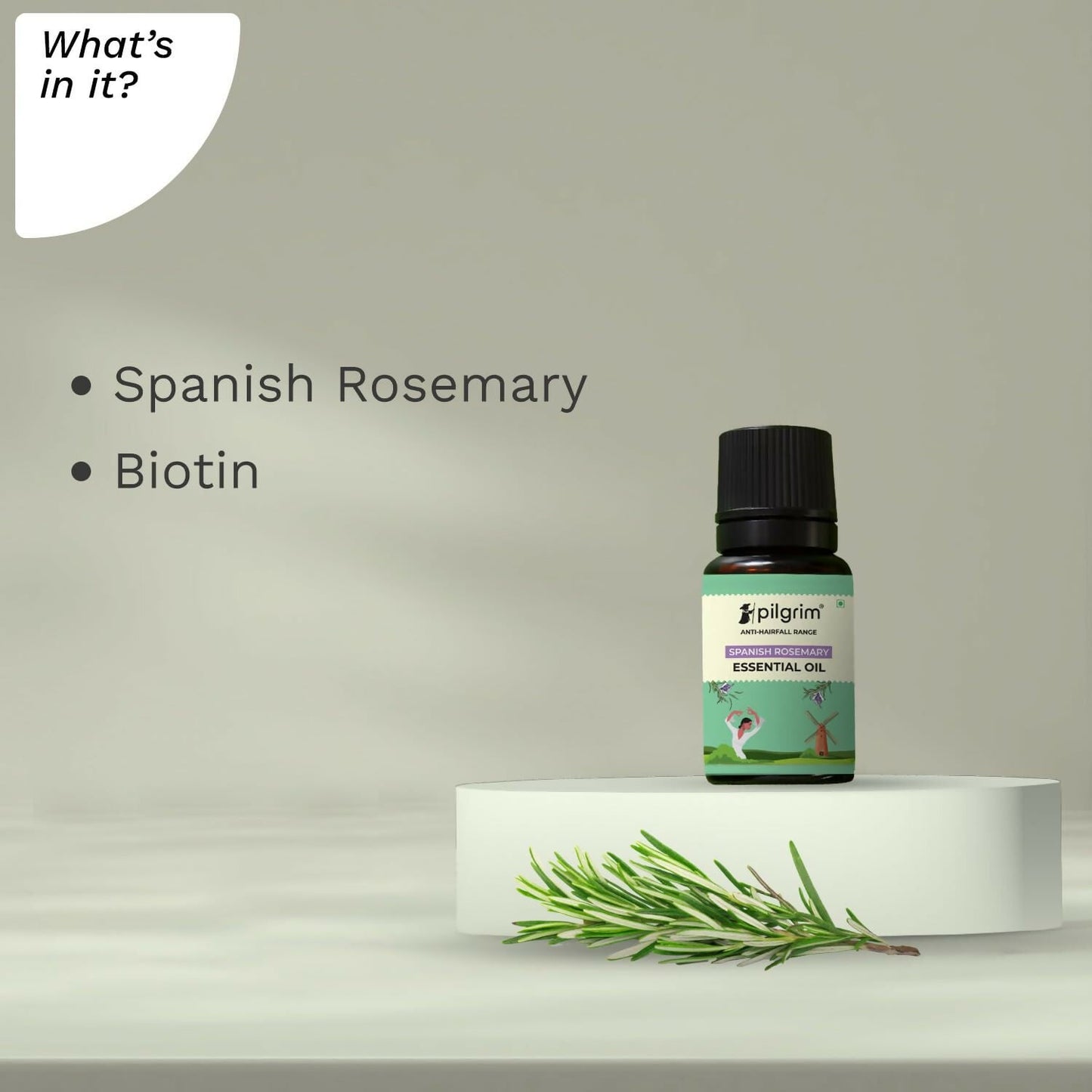 Pilgrim Spanish Rosemary Essential Oil For Hair Growth, Hair Fall Control & Hair Strengthening - Swadesiicart