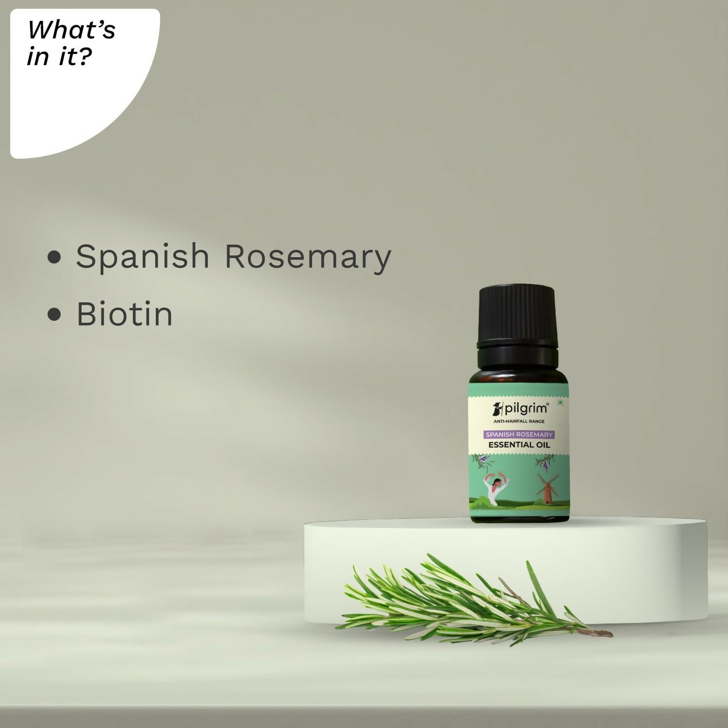 Pilgrim Spanish Rosemary Essential Oil For Hair Growth, Hair Fall Control & Hair Strengthening - Swadesiicart