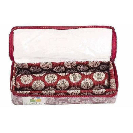Home Strap Single Rod Brocade Bangle Box - Maroon - Swadesiicart