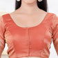 Joban Fashion Copper Brocade Elbow Sleeveless Front Open Blouse - Swadesiicart
