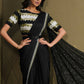 Black Crepe Silk Sequence Embroidered Saree With Stitched Blouse - Mohmanthan La Belle