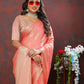 Lorenvalley Fashion Peach Cotton Woven Design with Zari Weaving Design Saree - Swadesiicart