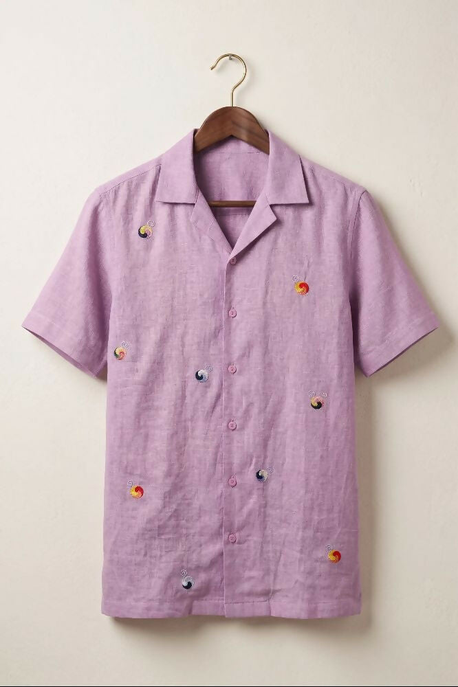 Airloom — Lavender Embroidered Linen Shirt by Hilo Design