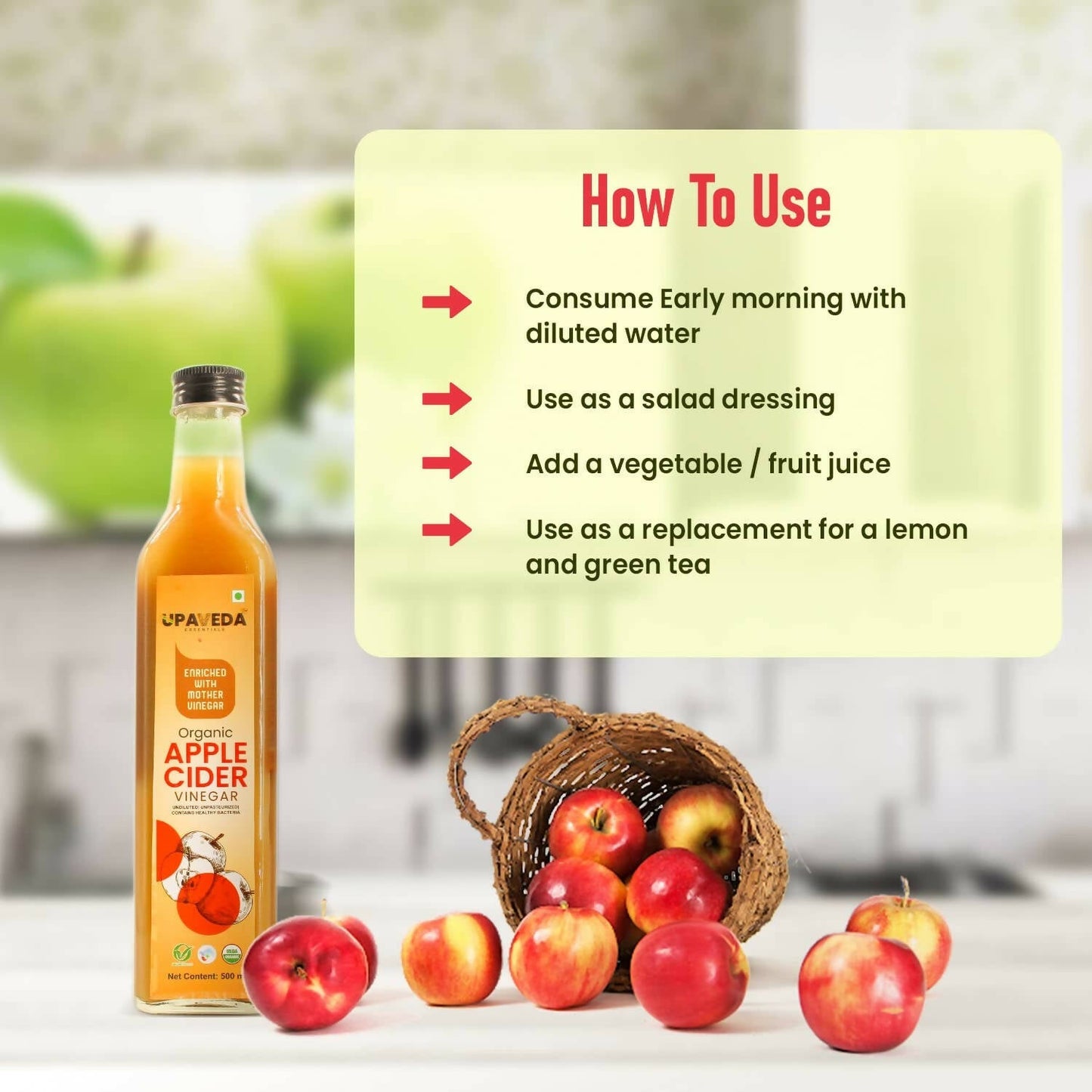 Upaveda Organic Apple Cider Vinegar - Swadesiicart