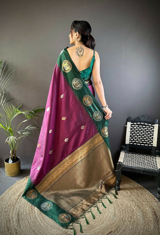 Joban Fashion Blue Butti Banarasi Silk Sarees | Swadesiicart