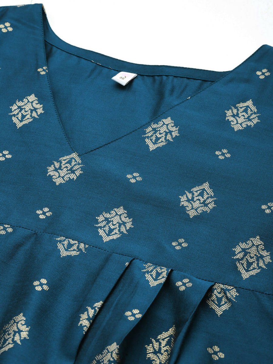 Ahalyaa Women's Traditional wear Tunic - Teal Blue | Swadesiicart