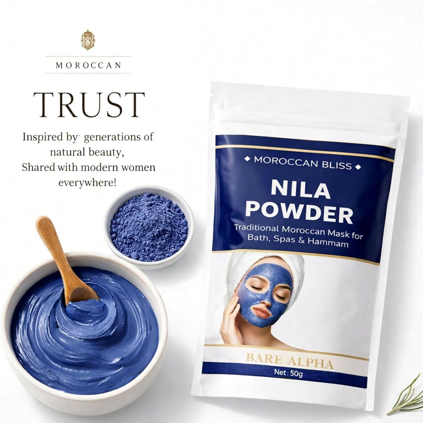 Bare Alpha Moroccan Nila Powder – 100% Natural Indigo Blue Powder
