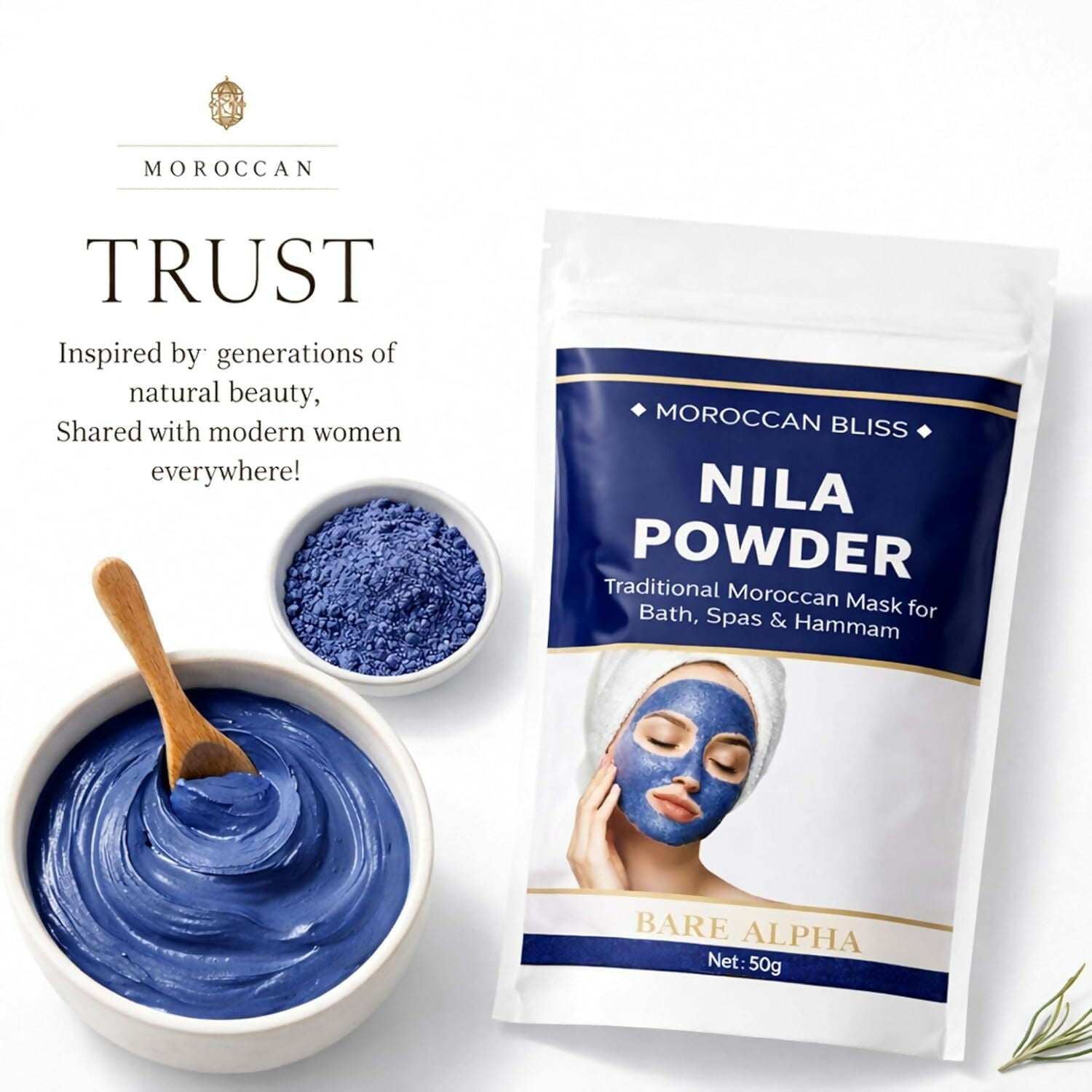 Bare Alpha Moroccan Nila Powder – 100% Natural Indigo Blue Powder