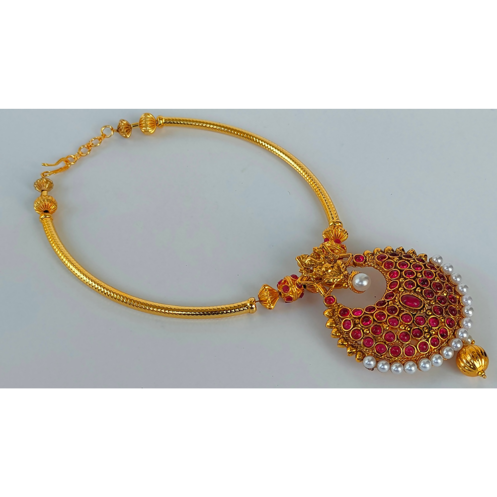 Pink Kemp Ganesh Necklace | Swadesiicart