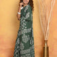 Very Much Indian Handblock Printed Cotton Saree With Natural Dyes - Green | Swadesiicart