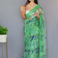 Vamsee Man Mohini Pista Green Organza Saree - Swadesiicart