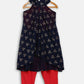 Ahalyaa Navy Printed Chanderi Silk Kids Kurta With Pant For Girls | Swadesiicart