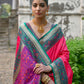 Vishnu Weaves Women's Pink Banarasi Silk Woven Saree with Blouse - Swadesiicart