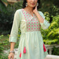 Juniper Women's Green Cotton Dobby Solid Embroidered Straight Tunic | Swadesiicart