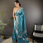 Joban Fashion Turquoise Meenakari Banarasi Silk Sarees | Swadesiicart