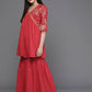 Ahalyaa Women Floral Printed Tunic with Palazzos - Red Color | Swadesiicart