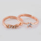 VOJ Stainless Steel Cubic Zirconia Rose Gold-Polished Adjustable Ring Set for Couple | Swadesiicart