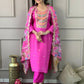 Partywear Designer Viscose Chanderi Pink Stitched Suit With Dupatta - Tanisha | Swadesiicart