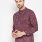Even Apparels Maroon Pure Cotton Men's Kurta With Slit Neckline | Swadesiicart