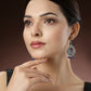 NVR Women's Silver-Plated Artificial Beads German Silver Oxidised Chandbali Earrings - Swadesiicart