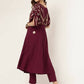 FIORRA Women's Wine Poly Crepe A-Line Kurta Set - Swadesiicart