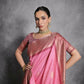 Vishnu Weaves Women's Baby-Pink Tussar Silk Zari Woven Saree with Blouse - Swadesiicart