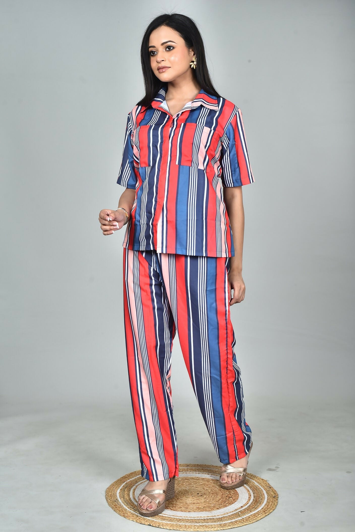 Morchari Digital Print Semi Muslin Co-Ord Set Top & Trouser-Multicolor - Swadesiicart