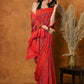 Very Much Indian Handblock Printed Cotton Saree With Natural Dyes - Red | Swadesiicart