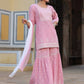 Juniper Women's Pink Cambric Floral Print Kurta Sharara Sets | Swadesiicart