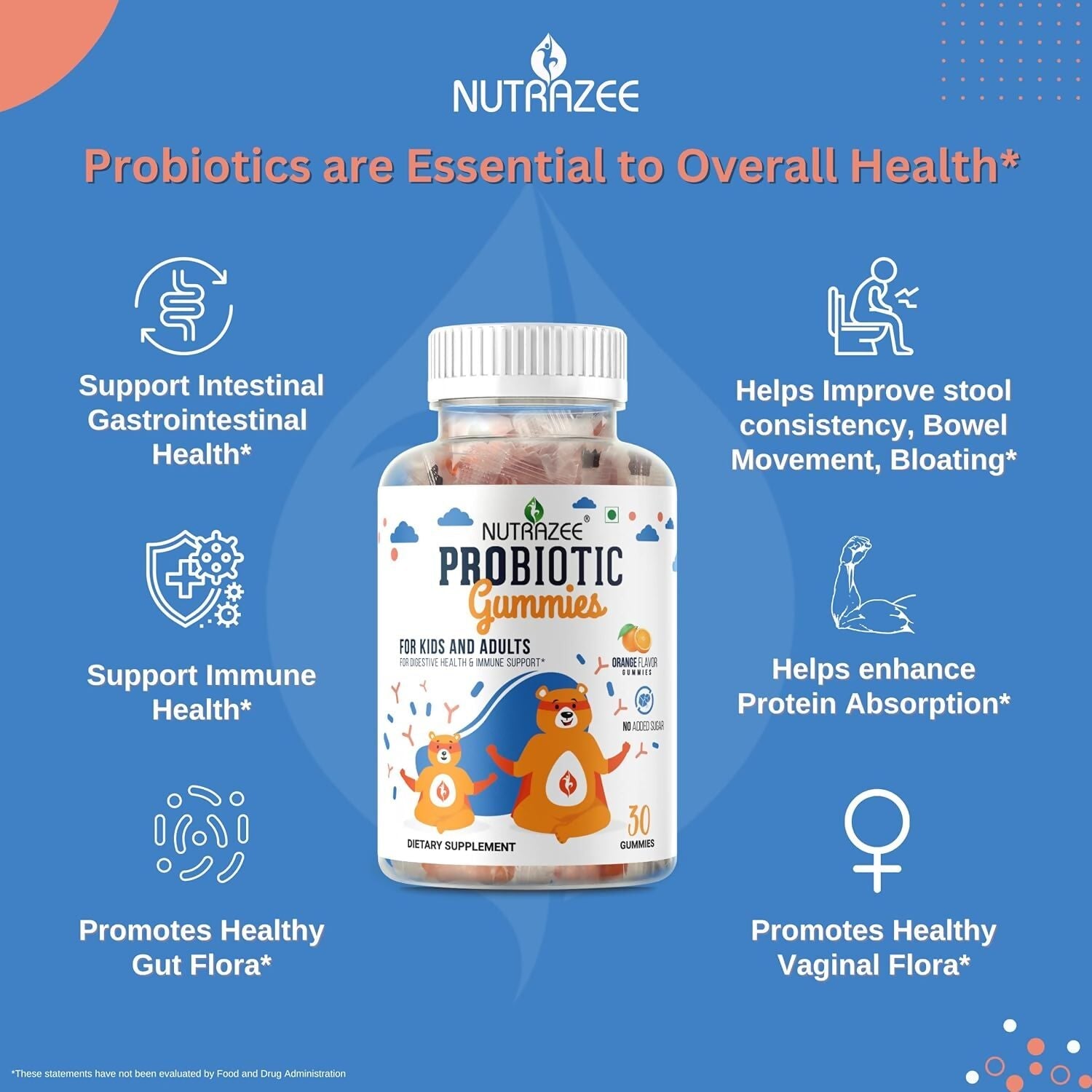 Nutrazee Probiotic Gummies For Kids & Adults - Swadesiicart