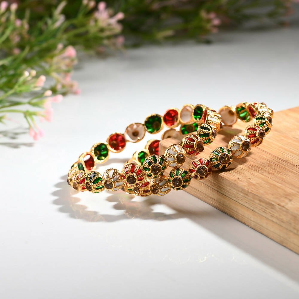 Afast Designer Fancy Party Bangle/ Kada Set, Multi, Metal, Pack Of 2 - Afast Enterprises