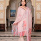 Vaasva Women Beige Tabby Slik Print & Embroidered Kurta, Pant & Dupatta set | Swadesiicart