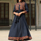 Juniper Women's Blue Rayon Festive Printed Flared Dress | Swadesiicart
