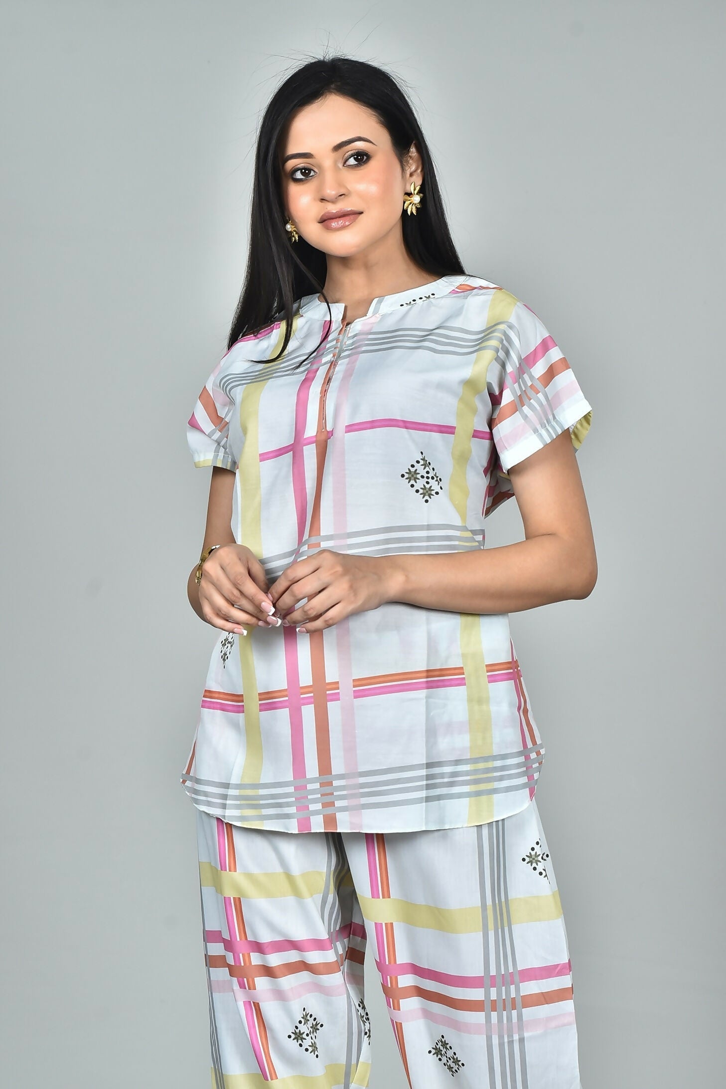 Morchari Digital Print Semi Muslin Co-Ord Set Top & Trouser-Multicolor - Swadesiicart