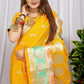 Jyoti Fashion Women's Yellow Paithani Silk Zari Woven Saree with Blouse | Swadesiicart