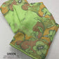 Green Pure Linen Ethnic Motifs Saree with Unstitched Blouse - Hiral Fashion | Swadesiicart