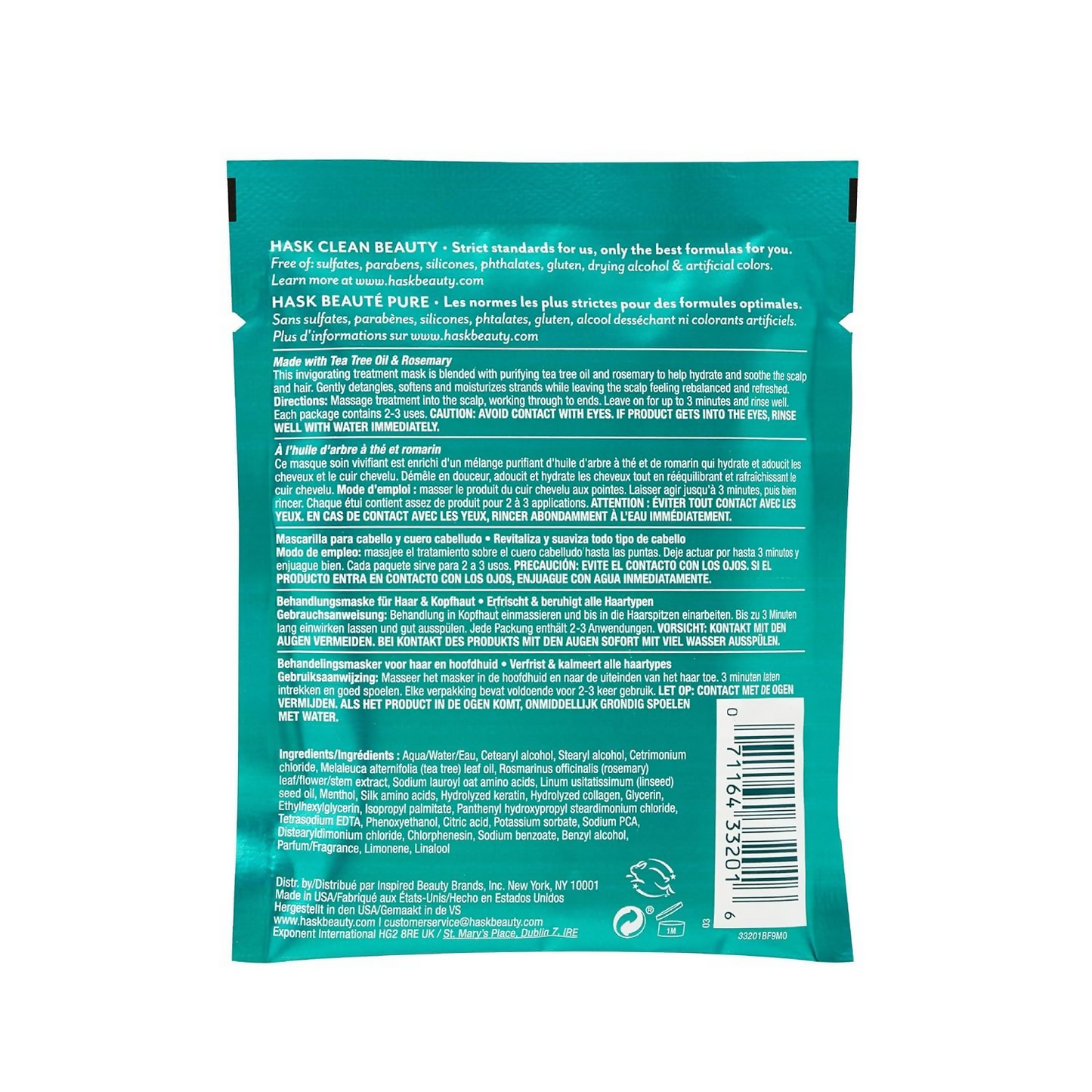 HASK Tea Tree Oil & Rosemary Hair & Scalp Treatment Mask - Swadesiicart