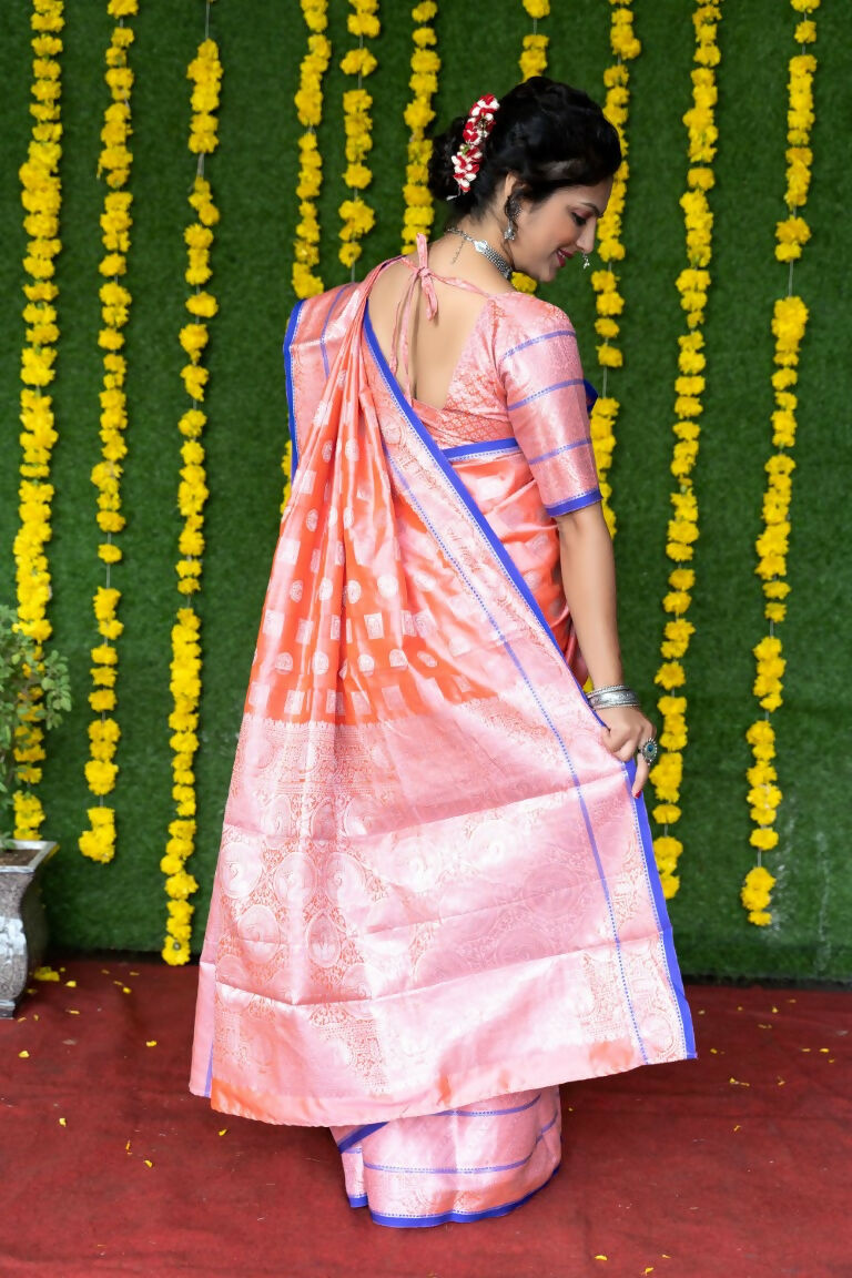 Jyoti Fashion Women's Baby Pink Soft Handloom Silk Zari Woven Saree with Blouse | Swadesiicart