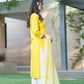 BulBul Pooja Yellow Rayon Kurta Set with Dupatta - Swadesiicart
