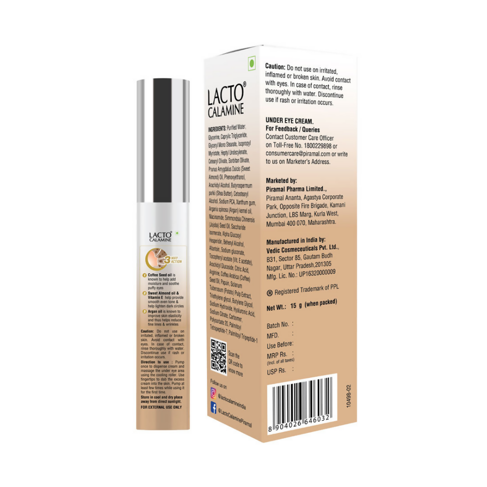 Lacto Calamine Under Eye Cream for Dark Circles, Puffiness - Swadesiicart