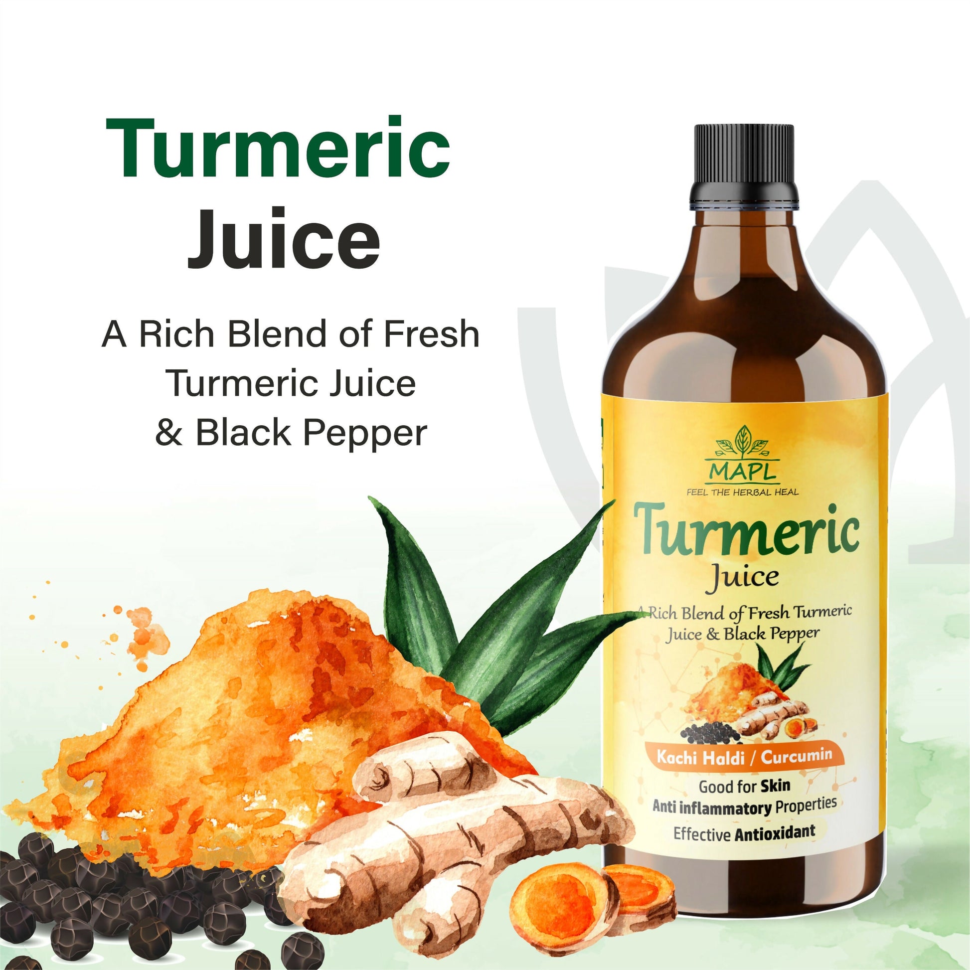 MAPL Cold-Pressed Turmeric & Balck Pepper Juice | Swadesiicart