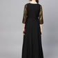 Ahalyaa Women's Black Crepe Dress with Attached Jacket | Swadesiicart