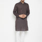 Even Apparels Brown Pure Cotton Long Men's Kurta With Band Collar | Swadesiicart