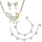 AanyaCentric Gold-Polished Mangalsutra Pendant Earring Set & Silver Plated Anklet