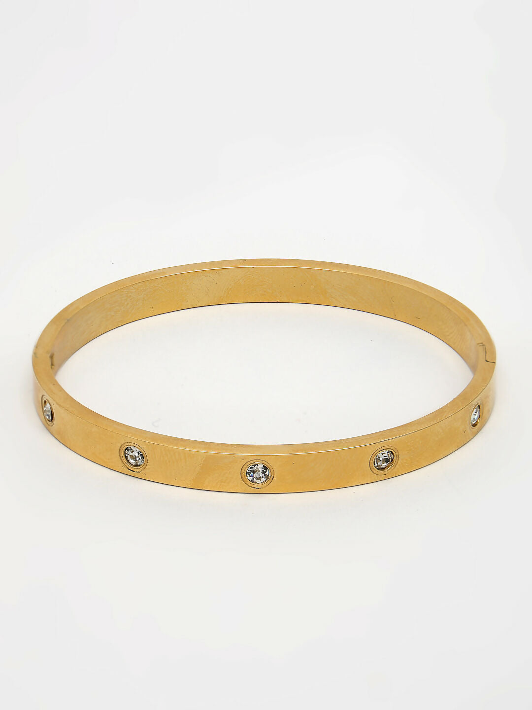 NVR Women's Gold-Polished CZ Stone-Studded Kada Bracelet - Swadesiicart